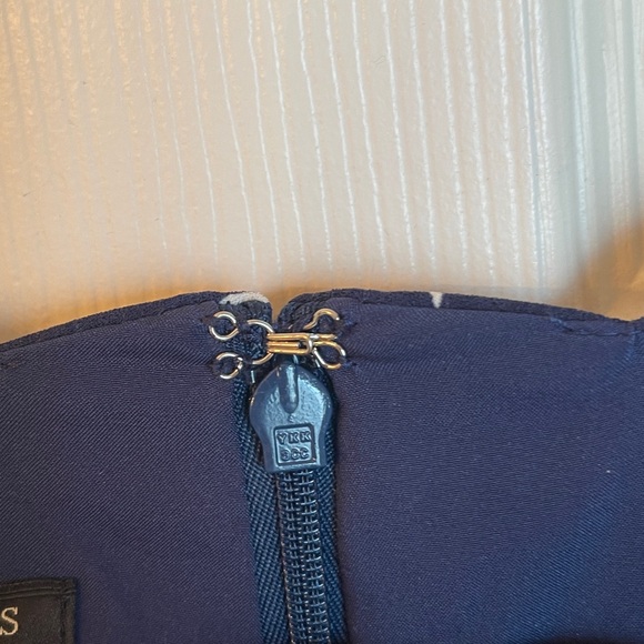 Talbots Petite 6P Navy Blue Floral Sheath Dress NWT Scalloped Neck - Picture 7 of 15